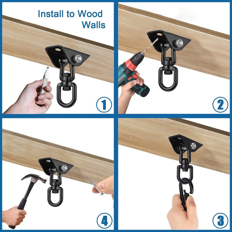 YOSE Hammock Hanging Kit with Swing Chain, 1100lbs Capacity Hanging Hooks Heavy Duty 360° Swivel for Yoga,Tree, Chair, Indoor & Outdoor Gym（Includes a 39.37" Chain） - Image 5